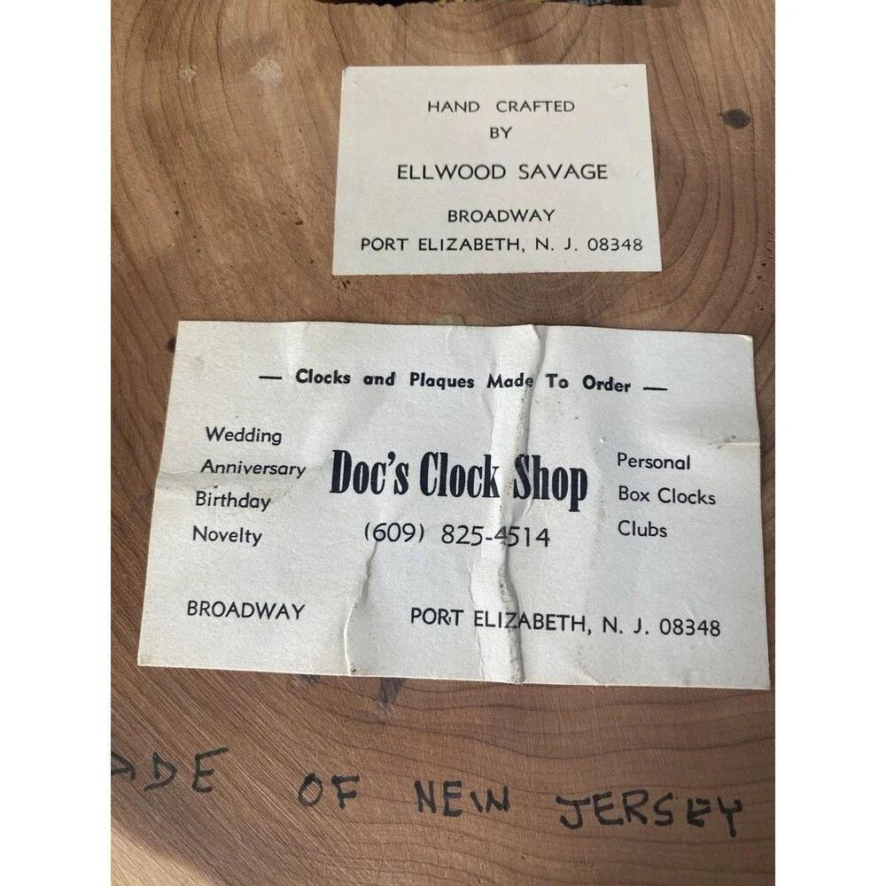Vtg Hand Made Wood Slab Live Edge quarts wall  Clock w Train  Railroad Crossing